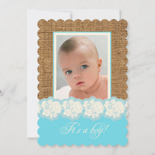 IMITATE Burlap, Spitzen-Foto Kinderdusche einladen Einladung