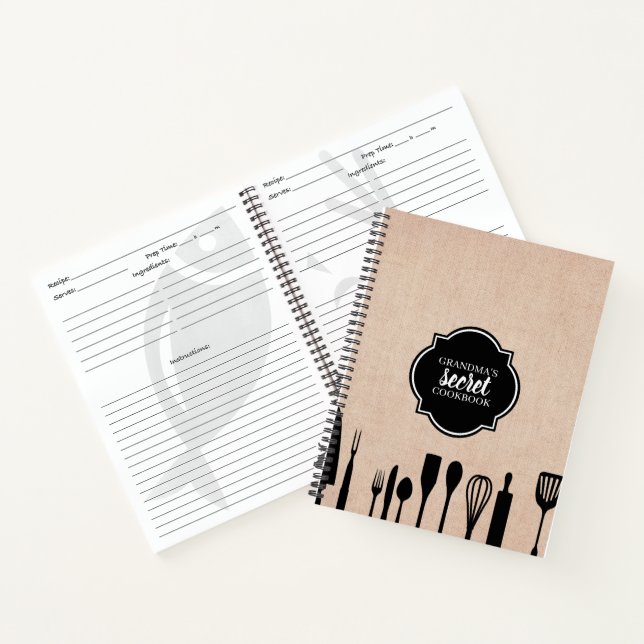 Imitate Burlap Utensits Personalisiert Recipe Notizbuch (Innenseite)