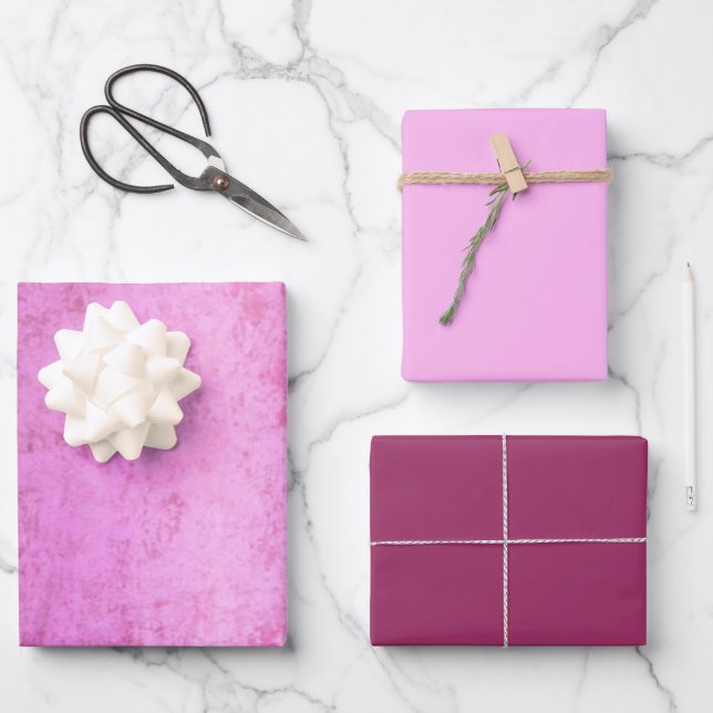 Imitate Burst Pink Velvet Geschenkpapier Set (Vorderseite)