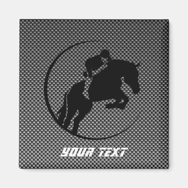 Imitate Carbon Fibre Reittier Magnet (Vorne)