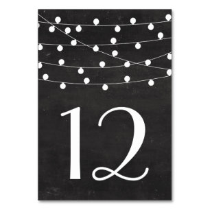 Imitate Chalkboard String Lights Tischnummer Card