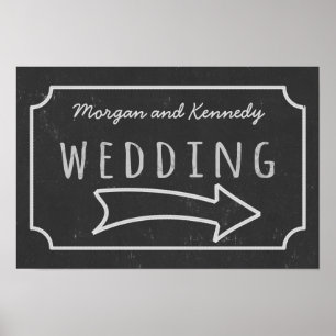 Imitate Chalkboard Wedding Direction Poster