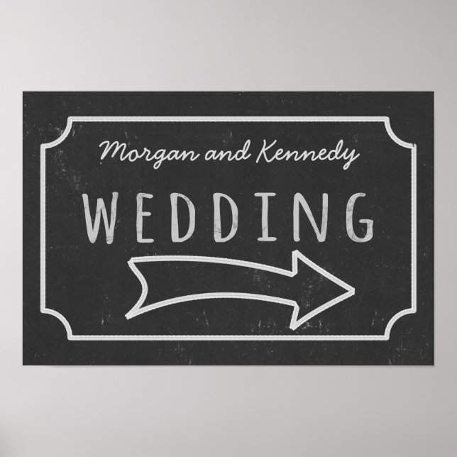 Imitate Chalkboard Wedding Direction Poster (Vorne)