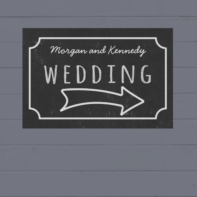 Imitate Chalkboard Wedding Direction Poster (If your wedding is pointing to the right, this is the poster just for you. Add your names!)