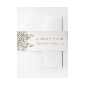 Imitate Champagne Sequins Bow Wedding Einladungsbanderole