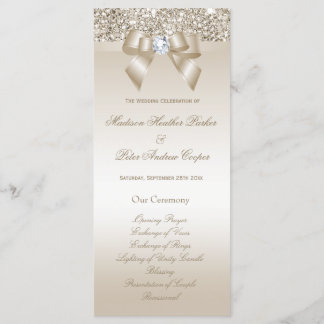 Imitate Champagne Sequins Diamond Bow Wedding Prog Programm