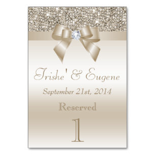 Imitate Champagnersequenzen und Bows Tischnummer