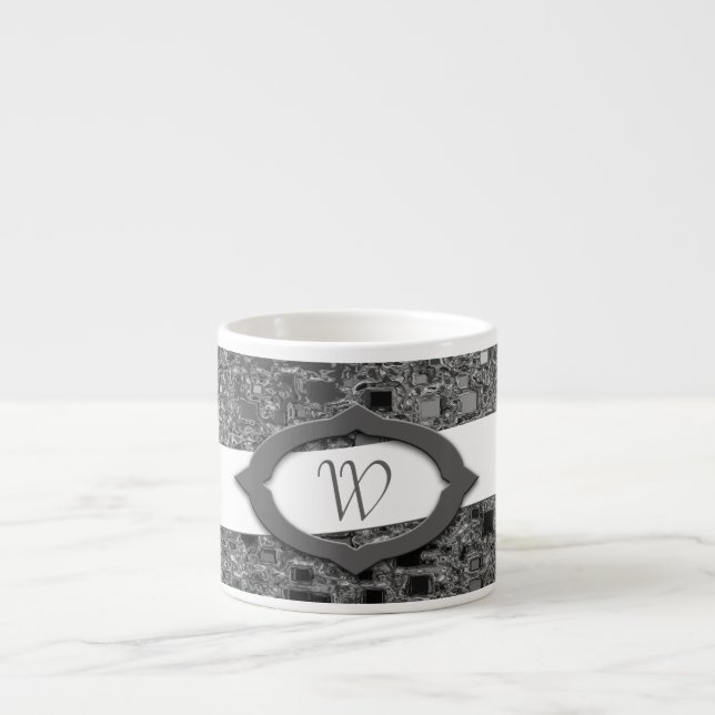 Imitate Chrome Mini Box Design & Monogram Espressotasse (Vorderseite)