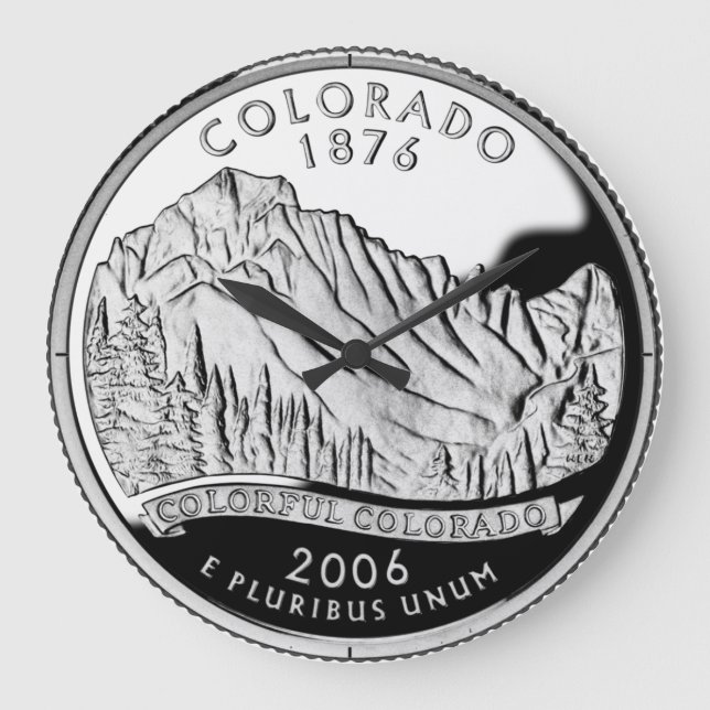 Imitate Colorado Staat Quarter Rocky Mountains Bäu Große Wanduhr (Vorderseite)