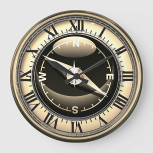 Imitate Compass Clock Große Wanduhr