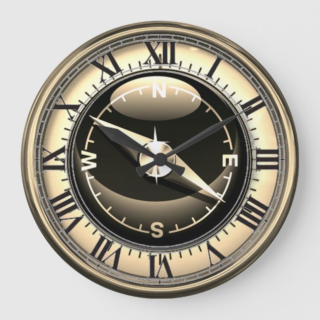 Imitate Compass Clock Große Wanduhr (Vorderseite)