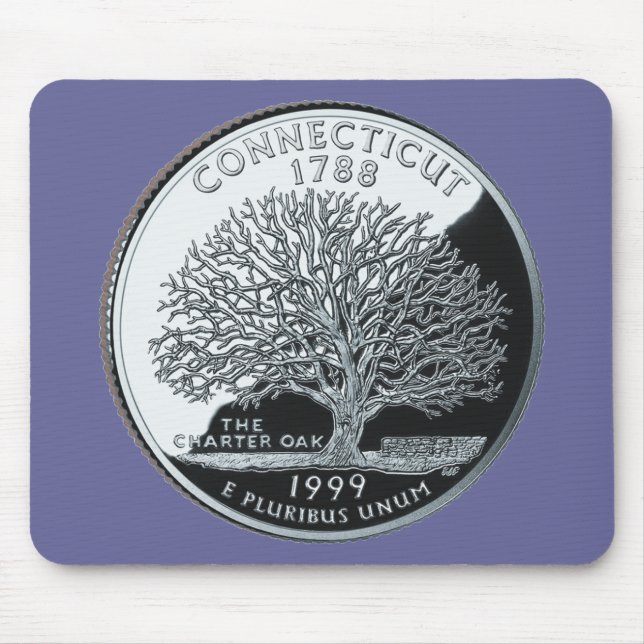 Imitate Connecticut Staat Quarter Charterbaum Mousepad (Vorne)
