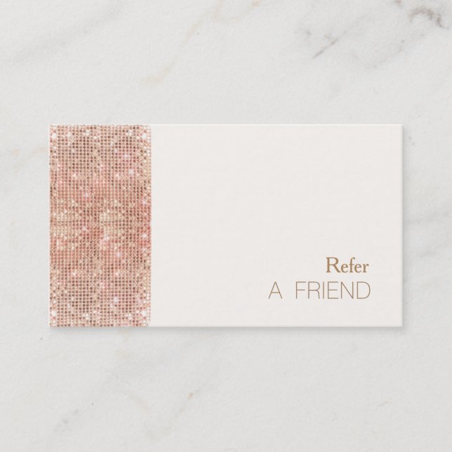 IMITATE Copper Sequin Salon Referenz Kundenwerbung Empfehlungskarte (Vorderseite)