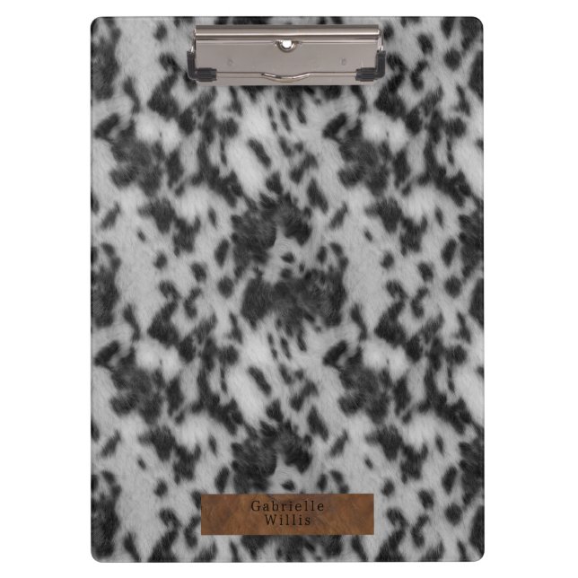 Imitate Cowhide & Leather Animal Print Black & Whi Klemmbrett (Vorderseite)