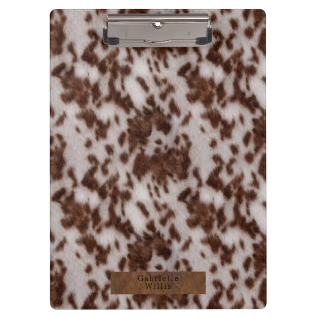 Imitate Cowhide & Leather Animal Print Brown Klemmbrett (Vorderseite)