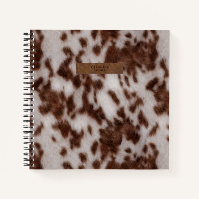 Imitate Cowhide & Leather Animal Print Gepunktet Notizbuch (Vorderseite)