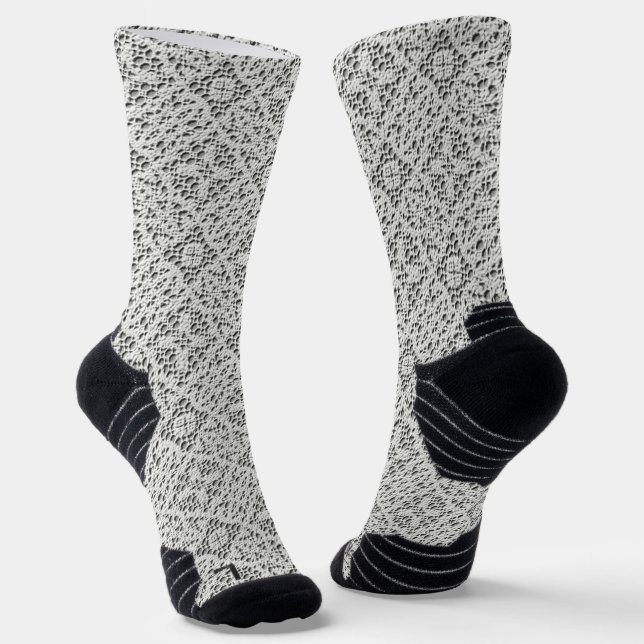 Imitate Crochet White Socken (Gewinkelt)