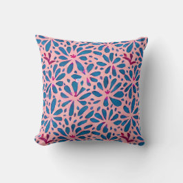 Imitate Cutout Pink Blue Folk Kunst Inspiriert Kissen