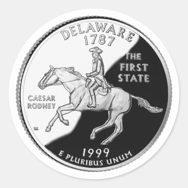 Imitate Delaware Staat Quarter Runder Aufkleber (Vorderseite)