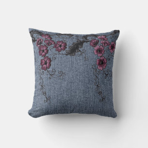 *~* Imitate Denim Handgeheftete Blume Kissen