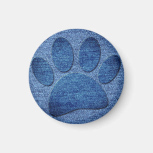 Imitate Denim Jeans Dog Paw Print Magnet