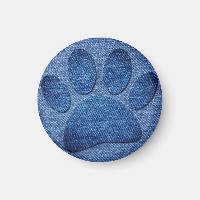 Imitate Denim Jeans Dog Paw Print Magnet (Vorne)