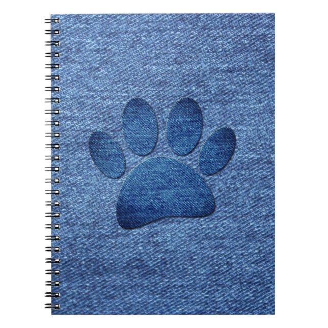 Imitate Denim Jeans Dog Paw Print Notizblock (Vorderseite)