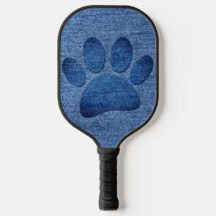 Imitate Denim Jeans Dog Paw Print Pickleball Schläger