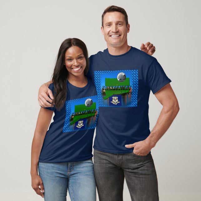 Imitate der Connecticut-Landkarte Quarter Flaggenl T-Shirt (Unisex)