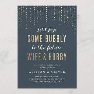 Imitate der Partnerschafts-Bubbly Gold Foil Einlad Einladung