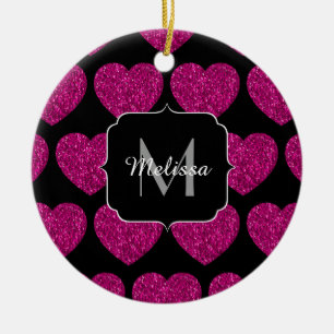 Imitate des heißen rosa Herzens Monogramm Keramik Ornament