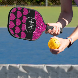 Imitate des heißen rosa Herzens Monogramm Pickleball Schläger
