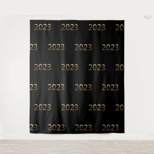 Imitate des Party im Neujahr Gold 2023 - Schwarzer Wandteppich