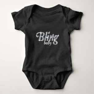 Imitate Diamanten auf schwarzem "Bling baby"-Textd Baby Strampler