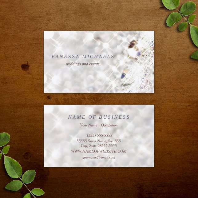Imitate Diamond Bling Glitzer Bokeh Event Plane Visitenkarte (Faux Diamond Bling Glitter Bokeh Event Planner Business Cards)