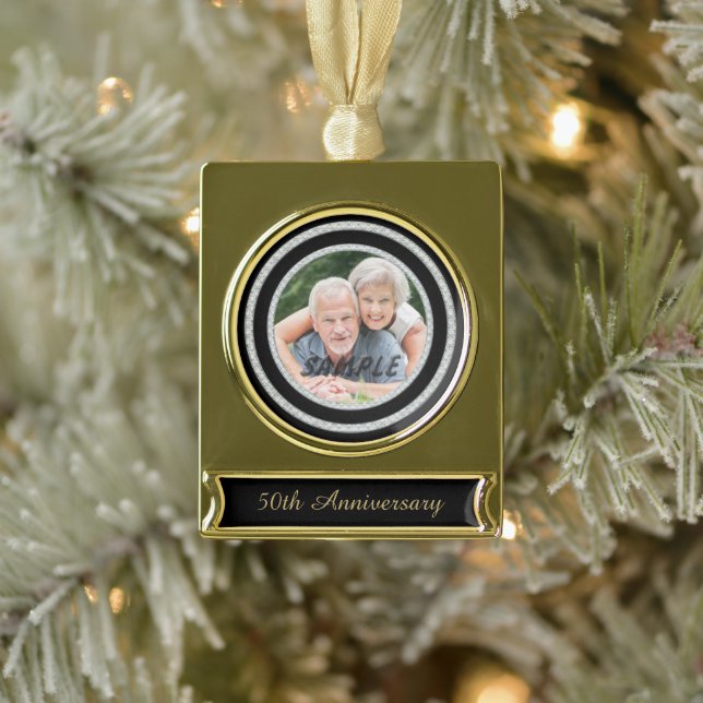 Imitate Diamond Frame Golden Wedding Jubiläum Banner-Ornament Gold (Baum)