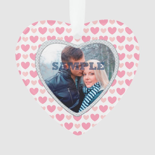 Imitate Diamond-rosa-Herz-Fotovorlage Ornament (Vorderseite)