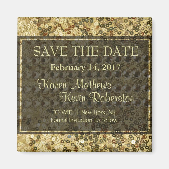 Imitate Diamond und Gold Glitzer Look Magnet (Vorne)