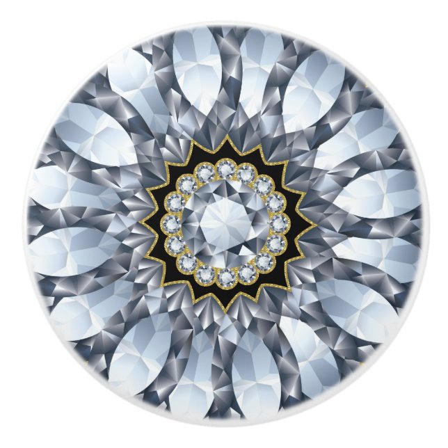 Imitate Diamonds & Black Geometric Muster Keramikknauf (Vorderseite)