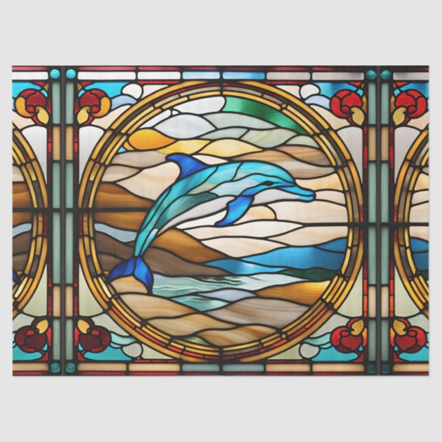 Imitate Dolphin aus festem Glas für Decoupage Kuns Seidenpapier (Vorderseite)