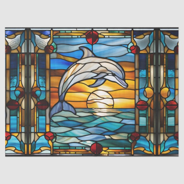 Imitate Dolphin aus festem Glas für Decoupage Kuns Seidenpapier (Vorderseite)