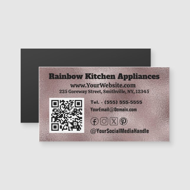 Imitate Dunkelrosa Metallkarte zur Magnetgeschäfts Magnetkarte (Vorne/Hinten)