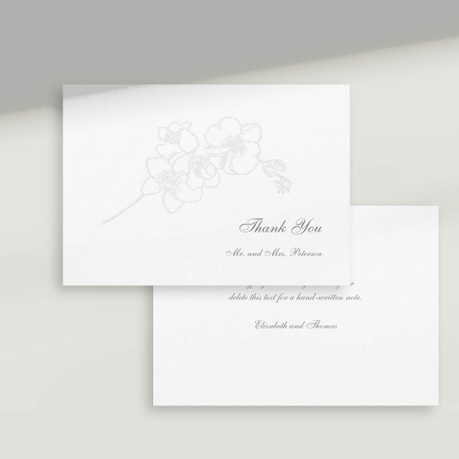Imitate Embossed Orchids Feierliche Hochzeit Viele Dankeskarte (formal wedding thank you card faux embossed orchid floral classic traditional calligraphy)