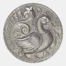 Imitate Embossed Peacock Silver Set 1026 Runder Aufkleber