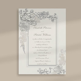 Imitate Embossed Peonies 2 Frames Calligrafy Weddi Einladung