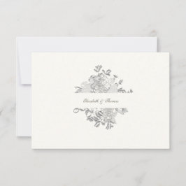 Imitate Embossed Peony Formal Pearl Wedding Vielen Dankeskarte