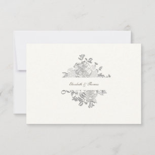 Imitate Embossed Peony Formal Pearl Wedding Vielen Dankeskarte