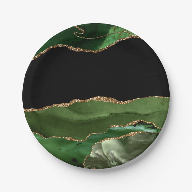 Imitate Emerald Green Marble Agate zeitgenössisch Pappteller (Vorderseite)