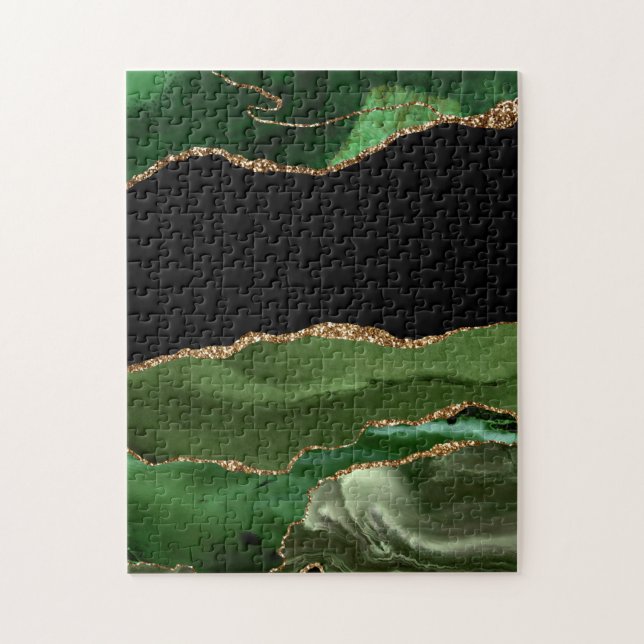 Imitate Emerald Green Marble Agate zeitgenössisch Puzzle (Vertikal)