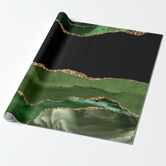 Imitate Emerald Green Marbour Agate Zeitgenössisch Geschenkpapier (Ungerollt)